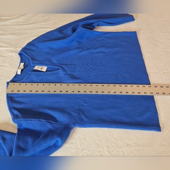 Loft Bright Isle Blue Button Cuff V-Neck Knit‎ Sweater Classic Pullovere - Picture 10 of 10